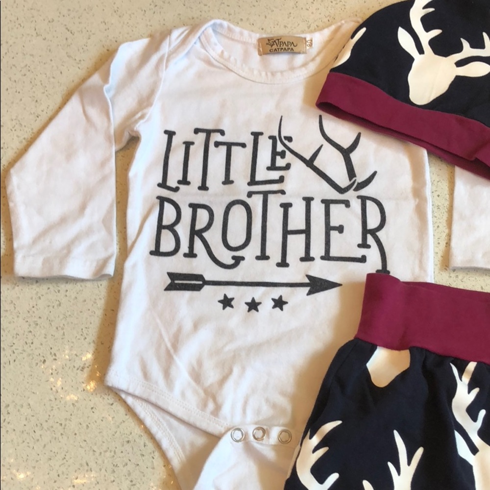 Little Brother Woodland / Deer Outfit 12-18 Mo - Picture 2 of 4